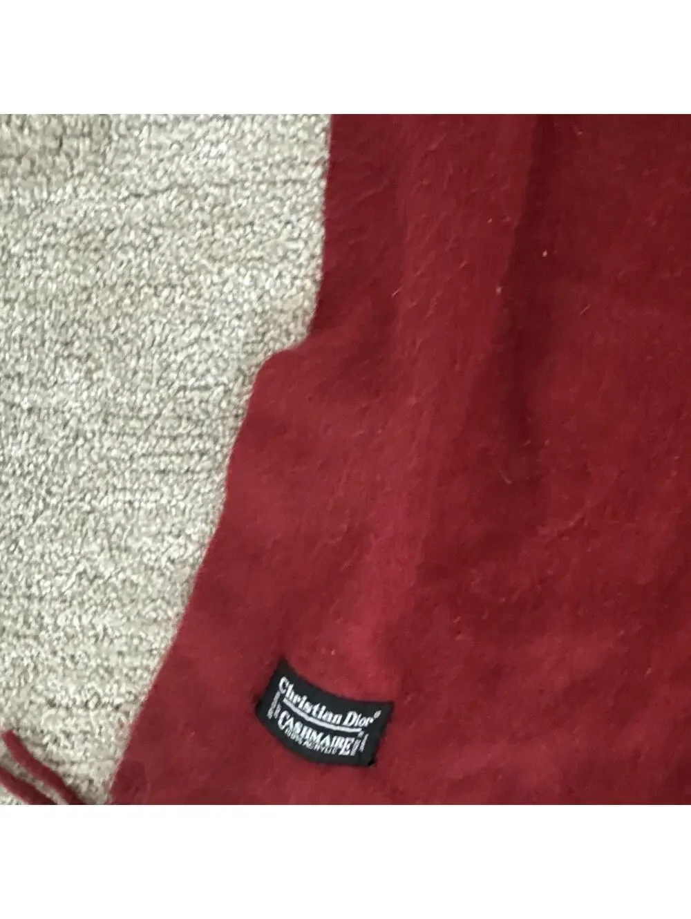 Vintage Christian Dior Monsieur Cashmaire 100% Acrylic Red Hi Scarf Japan